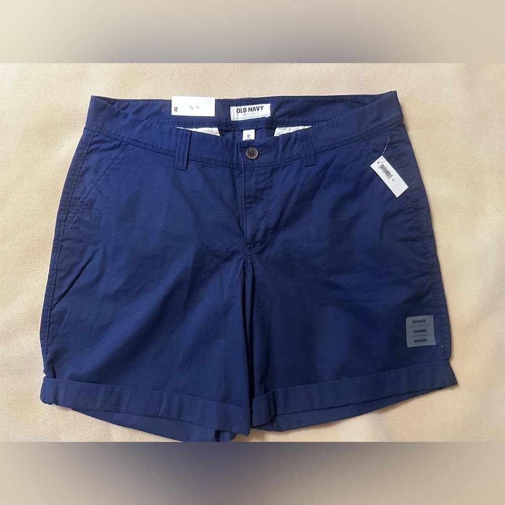 #1412 Old Navy Blue Shorts Classic Cotton Blend Sz 12